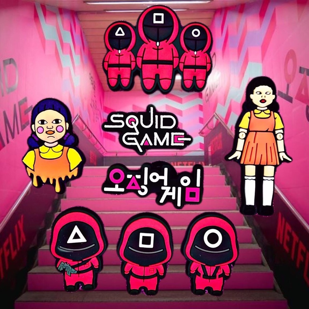 8Pc Squid Game Croc Charm Set